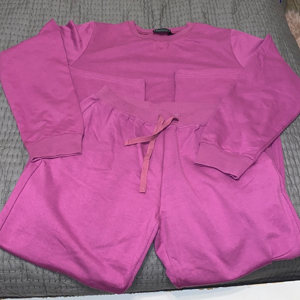 Purple sweatshirt and sweatpants